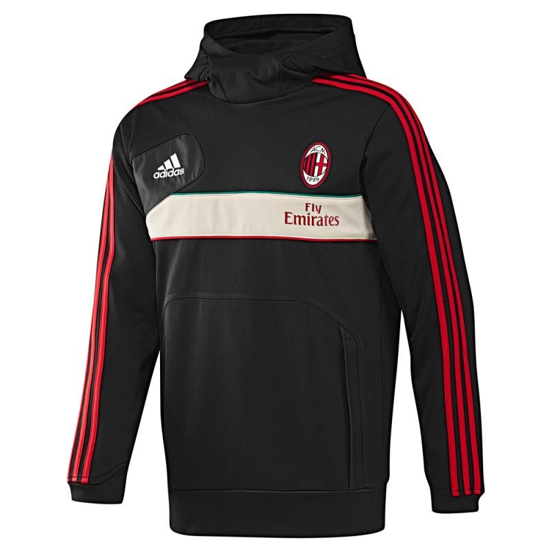 2012-13 AC Milan Adidas Hooded Sweat Top (Black)