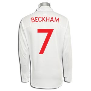 09-10 England World Cup L/S home (Beckham 7)