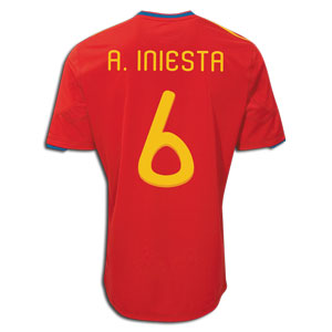 Adidas Andres Iniesta Spain Home Soccer Shirt 2010-11