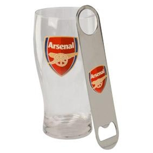 Arsenal FC Pint Glass & Bottle Opener Set