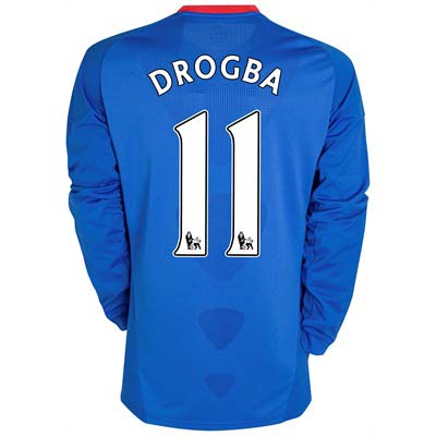 2010-11 Chelsea Long Sleeve Home Shirt (Drogba 11)