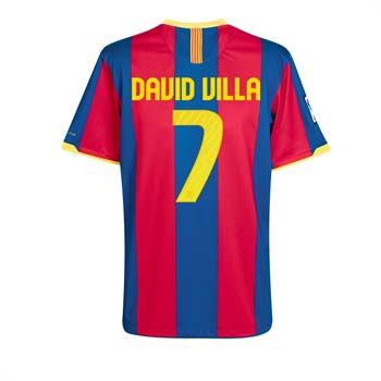 2010-11 Barcelona Nike Home Shirt (David Villa 7)