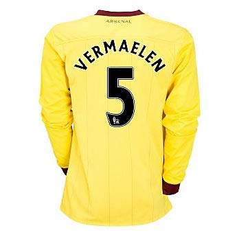 2010-11 Arsenal Nike Long Sleeve Away Shirt (Vermaelen 5)