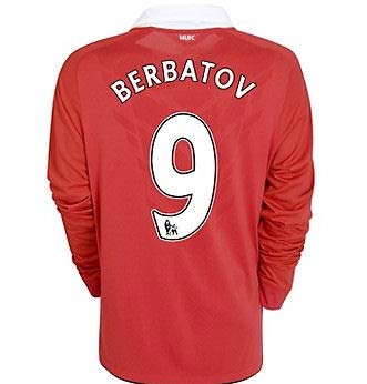 Buy the 2010-11 Man Utd Nike Long Sleeve Home Shirt (Berbatov 9)
