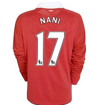 2010-11 Man Utd Nike Long Sleeve Home Shirt (Nani 17)
