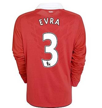 2010-11 Man Utd Nike Long Sleeve Home Shirt (Evra 3) - Kids