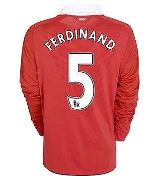 2010-11 Man Utd Nike Long Sleeve Home Shirt (Ferdinand 5)