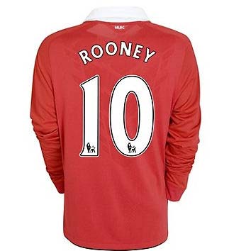 2010-11 Man Utd Nike Long Sleeve Home Shirt (Rooney 10) - Kids