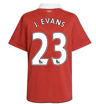 2010-11 Man Utd Nike Home Shirt (J. Evans 23)