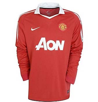 2010-11 Man Utd Home Nike Long Sleeve Football Shirt (Kids)