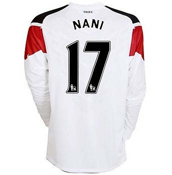 2010-11 Man Utd Nike Long Sleeve Away Shirt (Nani 17)