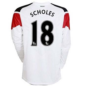 2010-11 Man Utd Nike Long Sleeve Away Shirt (Scholes 18)