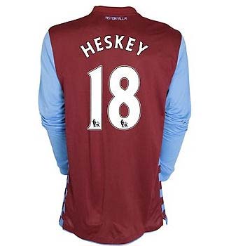 2010-11 Aston Villa Nike Long Sleeve Home Shirt (Heskey 18)