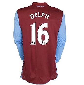 2010-11 Aston Villa Nike Long Sleeve Home Shirt (Delph 16)