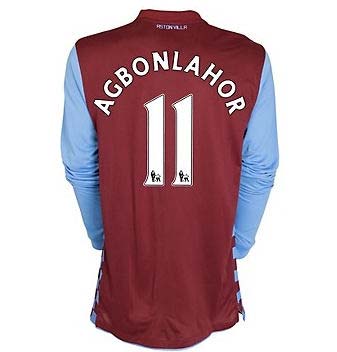 2010-11 Aston Villa Nike Long Sleeve Home Shirt (Agbonlahor 11)