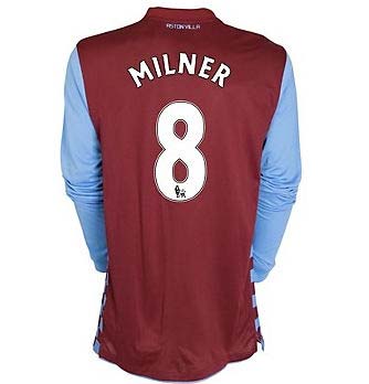 2010-11 Aston Villa Nike Long Sleeve Home Shirt (Milner 8)