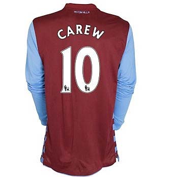 2010-11 Aston Villa Nike Long Sleeve Home Shirt (Carew 10)