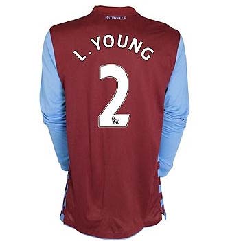 2010-11 Aston Villa Nike Long Sleeve Home Shirt (L. Young 2)