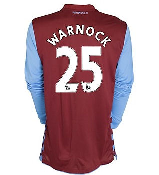 2010-11 Aston Villa Nike Long Sleeve Home Shirt (Warnock 25)