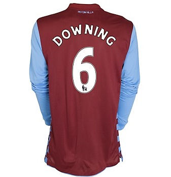 2010-11 Aston Villa Nike Long Sleeve Home Shirt (Downing 6)