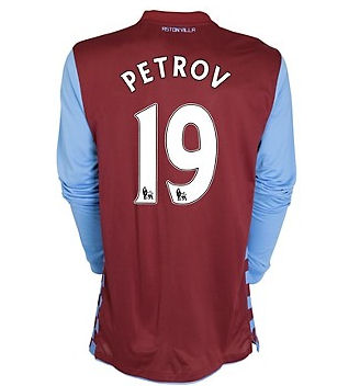 2010-11 Aston Villa Nike Long Sleeve Home Shirt (Petrov 19)