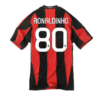 2010-11 AC Milan Home Shirt (Ronaldinho 80)