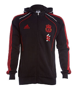 2010-11 Liverpool Adidas Zipped Hooded Top (Black)