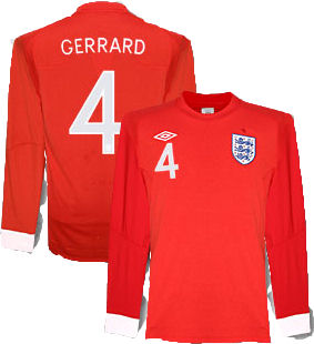 2010-11 England World Cup Long Sleeve Away Shirt (Gerrard 4) 2010-11 England World Cup Long Sleeve Away Shirt (Gerrard 4) Small Image