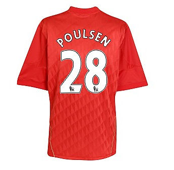 2010-11 Liverpool Home Shirt (Poulsen 28) - Kids