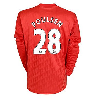 2010-11 Liverpool Long Sleeve Home Shirt (Poulsen 28)