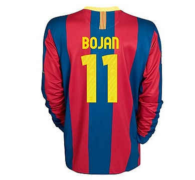 2010-11 Barcelona Nike Long Sleeve Home Shirt (Bojan 11)