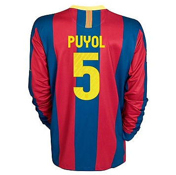 2010-11 Barcelona Nike Long Sleeve Home Shirt (Puyol 5)