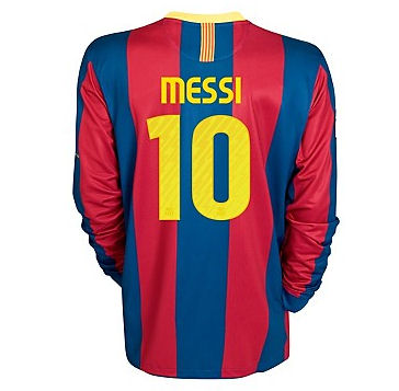 2010-11 Barcelona Nike Long Sleeve Home Shirt (Messi 10)