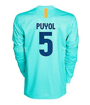 2010-11 Barcelona Nike Long Sleeve Away Shirt (Puyol 5)