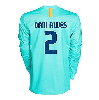 2010-11 Barcelona Nike Long Sleeve Away Shirt (Dani Alves 2)