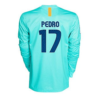 2010-11 Barcelona Nike Long Sleeve Away Shirt (Pedro 17)