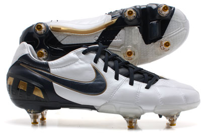 Total 90 K Leather Laser III SG Football Boots White/Navy/Gold