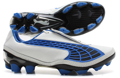 V1-10 FG K-Leather Football Boots White-Black-Royal