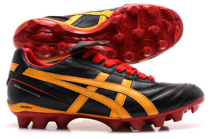 orange asics football boots