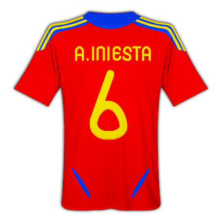 2011-12 Spain Home Football Shirt (A.Iniesta 6)