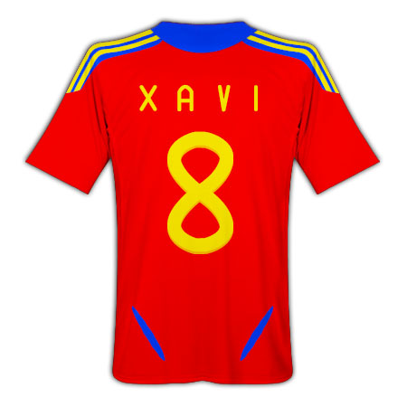 2011-12 Spain Home Football Shirt (Xavi 8)