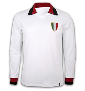 Milan Away 1960's Long Sleeve Retro Shirt 100% cotton