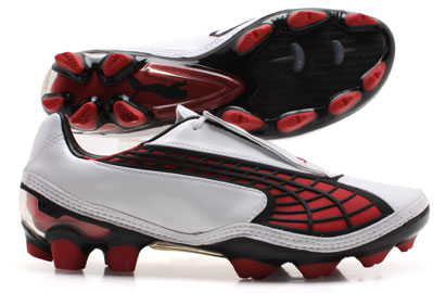 V1-10 FG Football Boots White-Pompeian Red-Black