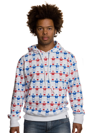 Mens Table Football Hooded Sweater // White 70% cotton/30% polye