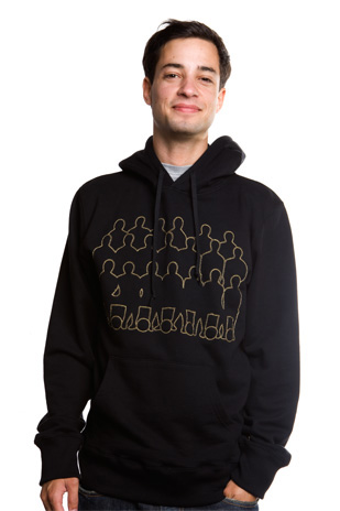 Mens Team Hooded Sweater -- Black 70% cotton-30% polyester