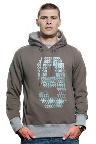 Mens Number 9 Hooded Sweater // Army Green 70% cotton/30% polyes
