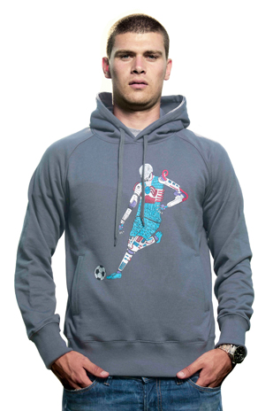 Mens Robot Hooded Sweater // Dark Grey 70% cotton/30% polyester