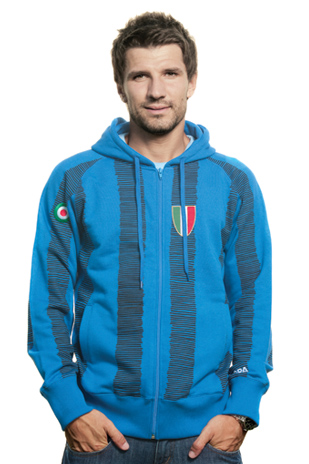 Mens Disegnata Zip Hooded Sweater // Blue-Black 70% cotton/30% p