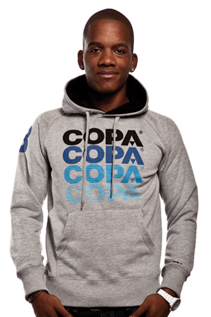 Mens COPA Striped Logo Hooded Sweater // Grey Mêlée 70% cotton/3