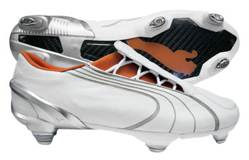 V1-06K Leather SG Football Boots White - Orange - Silver